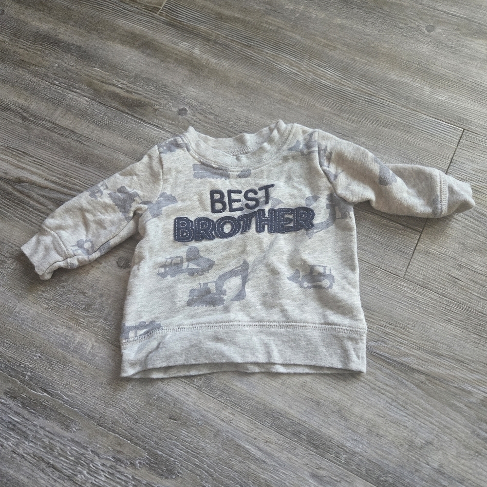 0-3M Boys Best Brother Kids Sweatshirt - Gray